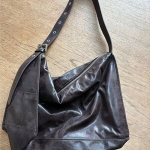 Dark Brown Leather Shoulder Bag